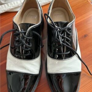 Johnston & Murphy Black and White Patent Leather Loafers